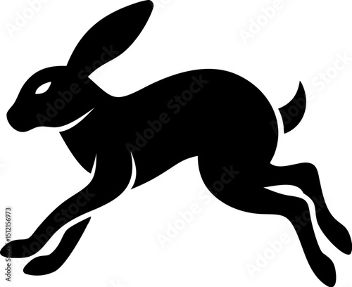 Dynamic black vector rabbit silhouette capturing motion and grace