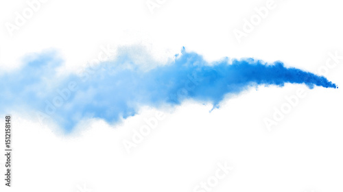 Abstract blue smoke cloud trail  isolated on white background
