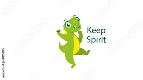 Green Dinosaur Holding Keep Spirit Signboard
