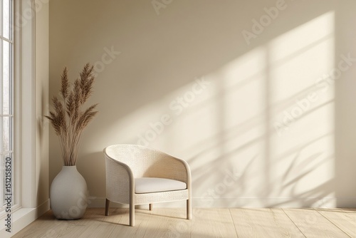 Minimalist Cozy Interior with Pampas Grass Décor photo
