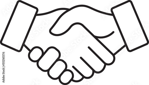 handshake line icon vector on white background.