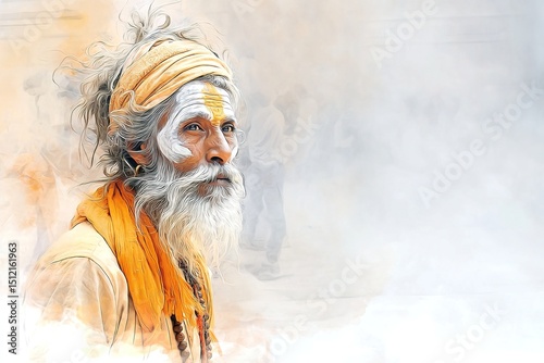 Saint of India. Illustrated drawing design. Generative Ai