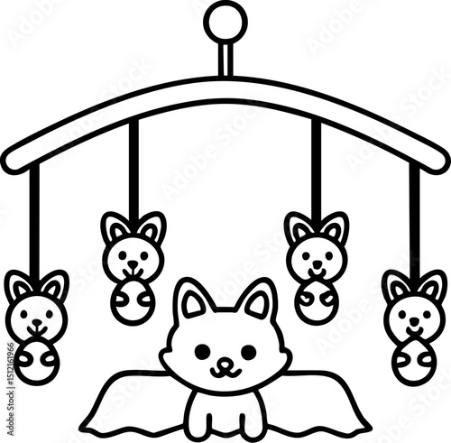 Cute Bat and Animal Mobile Design for Nursery Room Decoration and Child's Play Area
