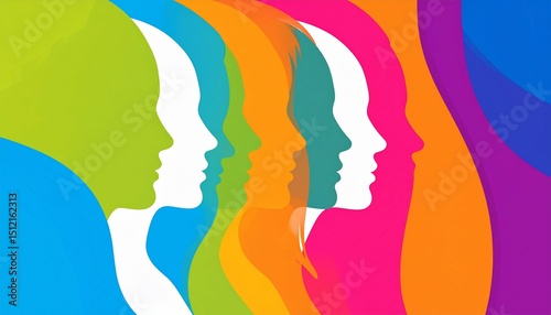 Diverse colorful faces teamwork concept - works well for marketing materials
