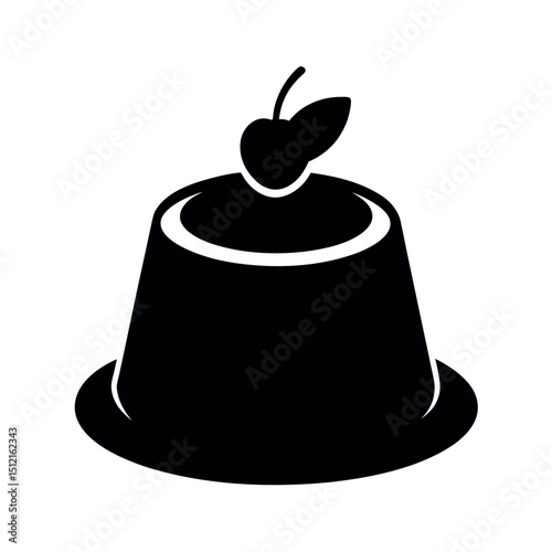 Panna Cotta Dessert Black Silhouette Vector Illustration