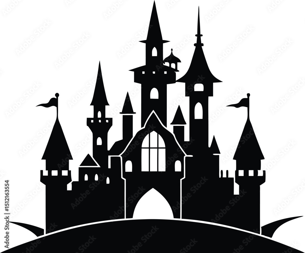 Fototapeta premium Castle Silhouette Icon Vector, Castle Clipart Design
