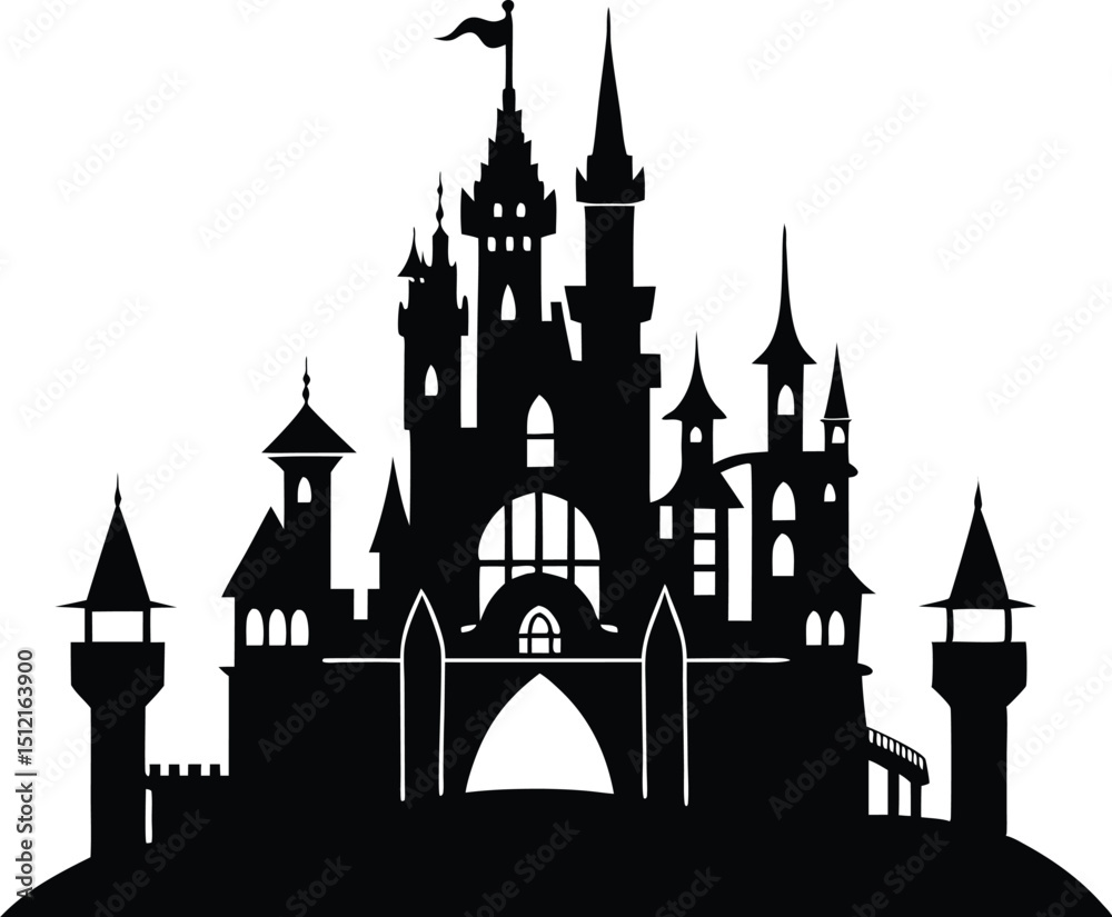 Obraz premium Castle Silhouette Icon Vector, Castle Clipart Design