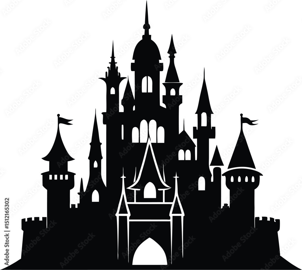 Fototapeta premium Castle Silhouette Icon Vector, Castle Clipart Design