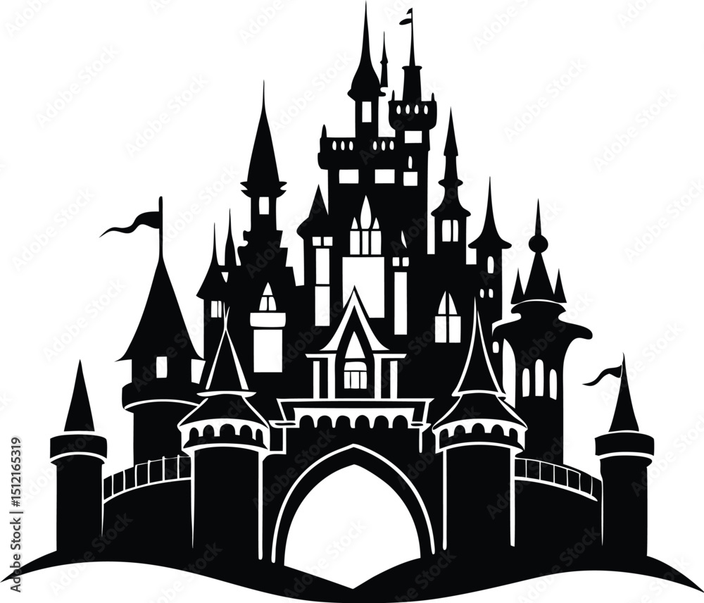 Fototapeta premium Castle Silhouette Icon Vector, Castle Clipart Design