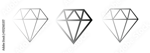 Diamond icon set. Different shapes of diamond cuts.