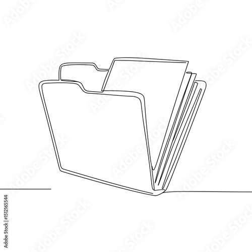 Outline of a folder with documents in minimalist style  