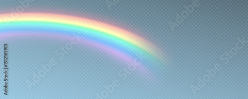 Rainbow, realistic rainbow spectrum on transparent background, vector png.	