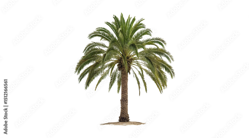 Obraz premium Realistic tree, palm, bush on transparent background. Greenery for landscape or architectural design, botanical elements for garden or forest, vector png. 