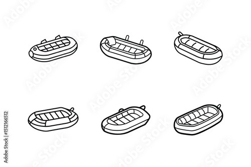 inflatable boat icon line art vector illustration