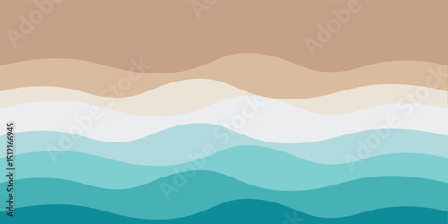Sea waves layer vector background illustration. Sea beach vector illustration.