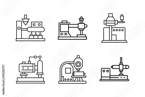 injection molding machine line art vector illustration