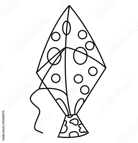 Cute cartoon hand drawn vector kite outline.