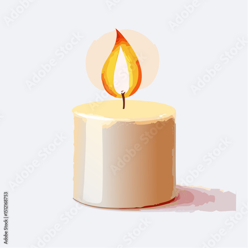 Glowing Candle Flame A Vector Illustration of a Single Burning Candle