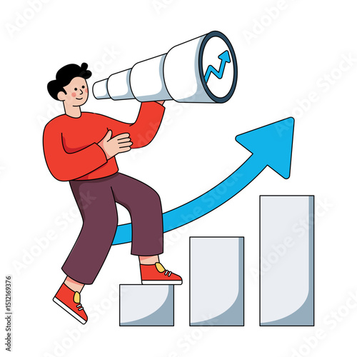 Conceptual flat design illustration of business vision 