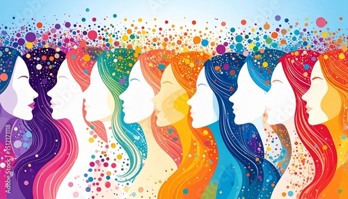 Diverse women colorful graphic art - works well for marketing materials