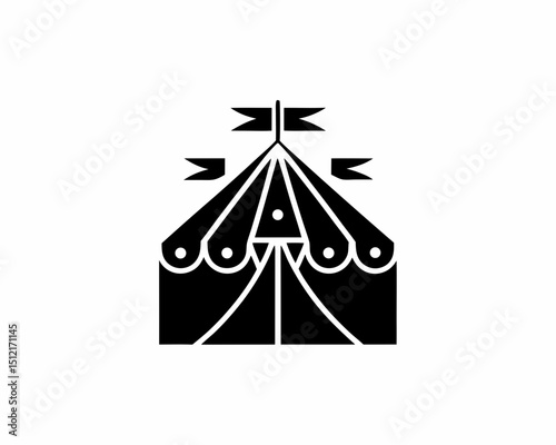 creative details Outline silhouette Circus tent icon for performance icon vector illustration