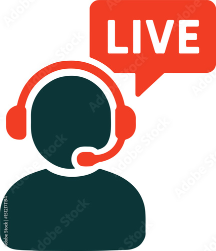 Live Support Vector Illustration – Silhouette Style with White Background