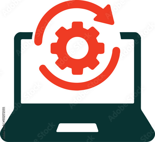 Software Update Vector Illustration – Silhouette Style with White Background