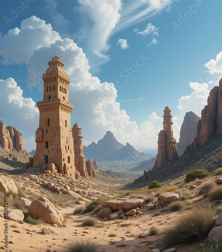 Artistic vector of stone formations in southern Algeria.