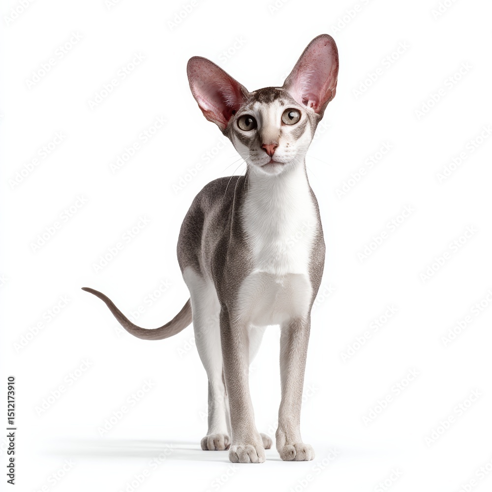 Obraz premium Elegant Oriental Shorthair Cat with Large Ears Standing Gracefully