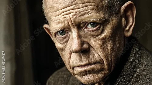 Intimate Portrait of an Elderly Man: Evoking Deep Emotions and Life Experience