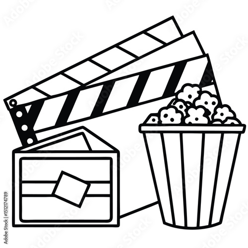 movie clapper board and film