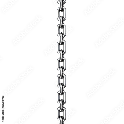 Close up of a silver metal chain hanging vertically against a dark black plain background image view