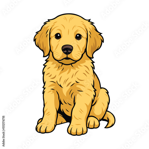 Golden retriever puppy vector illustration