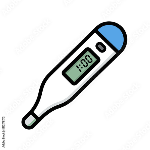 Digital medical thermometer vector illustration in flat and simple style, perfect for health and temperature-related content.