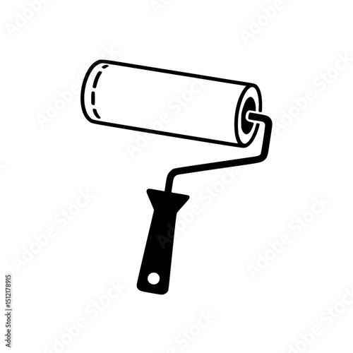 Line art illustration of paint roller