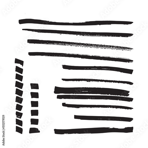 Paint brush set ink brush stroke collection
