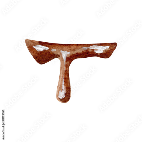 Watercolor hand drawn illustration delicious chocolate dripping ice cream or cake topping. National ice cream day. Can be used on fabrics and paper products and other.