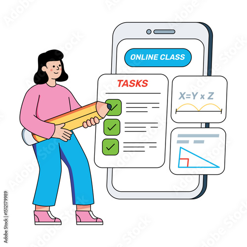 Premium download illustration of online class task