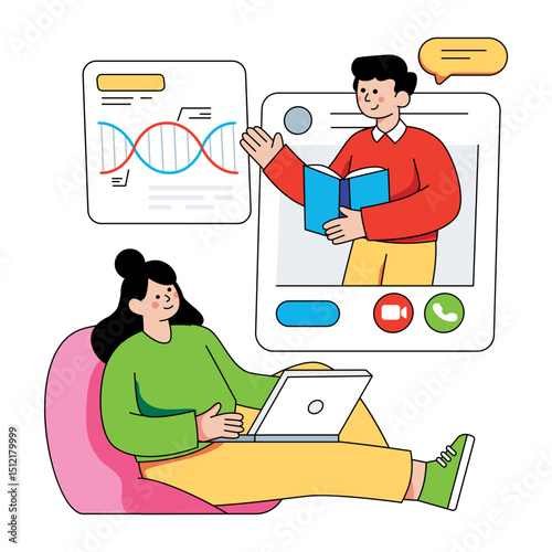 Trendy design illustration of online class 