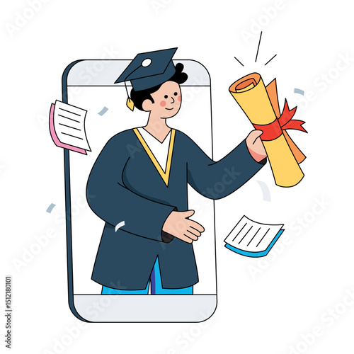 Trendy design illustration of online degree 