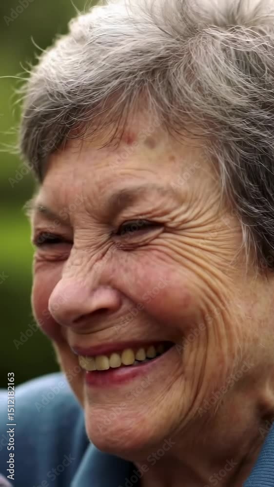 Close Up Elderly Woman's Joyful Smile Loving Family Moment Close Up Elderly Woman's Joyful Smile Loving Family Moment