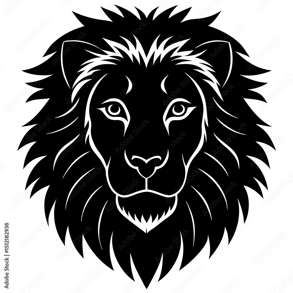 Obraz premium lion head silhouette on white background