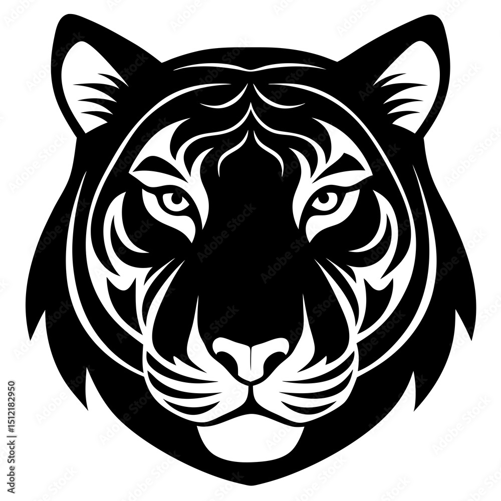 Fototapeta premium tiger head silhouette on white background
