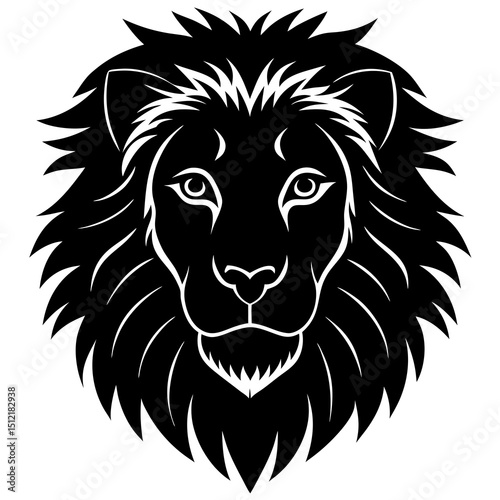 lion head silhouette on white background