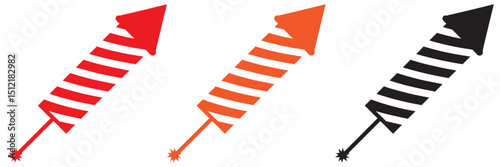 A beautifully designed vector silhouette illustration featuring vibrant red and blue firework rockets —
 perfect for 4th of July and New Year celebrations, adding a festive and patriotic flair to your