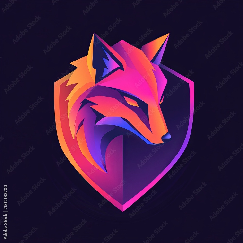 Fototapeta premium fox logo in tilted square style. wolf logo, cool and eye catching Fox logo icon vector, Shield fox logo illustration design