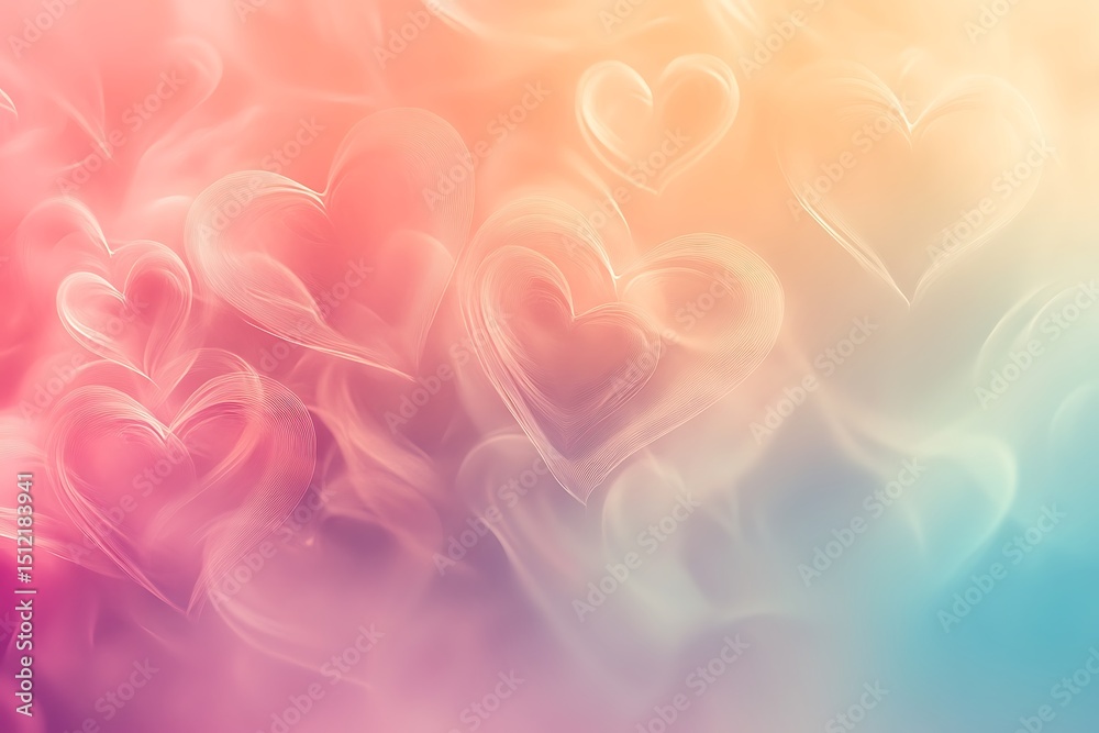Abstract Hearts Pastel Colors Romantic Background Design Abstract Hearts Pastel Colors Romantic Background Design