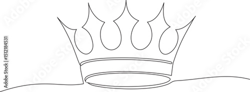 Continuous one line drawing of a royal crown with minimalist design and elegant single line contour, king crown vector, Continuous One line drawing of Crown. Representing monarchy with a basic crown.