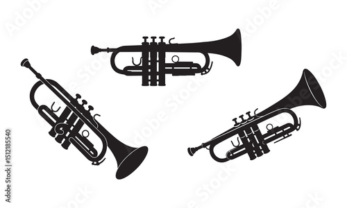 Classic trumpet icon Silhouette vector Trumpet music instrument