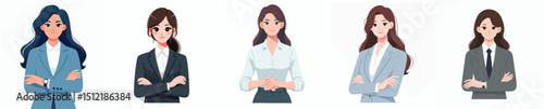 vector of a female manager folding his hands